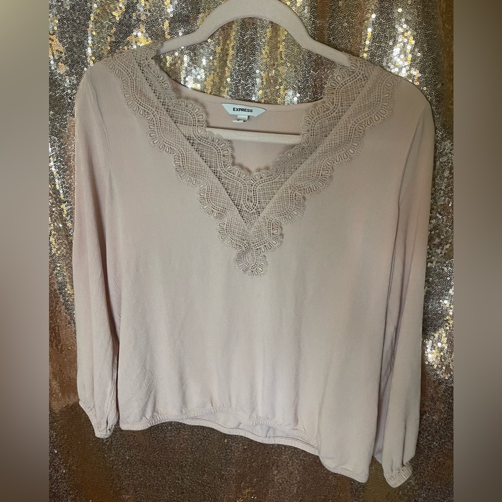 EXPRESS dusty pink lace long sleeve